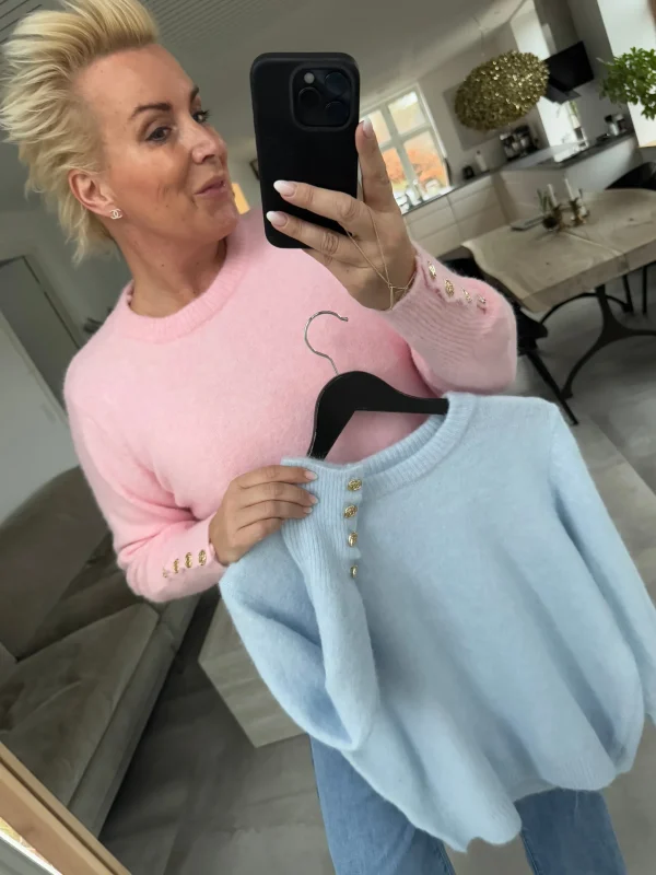 Clearance By Angie bluse strik baby blue Strik