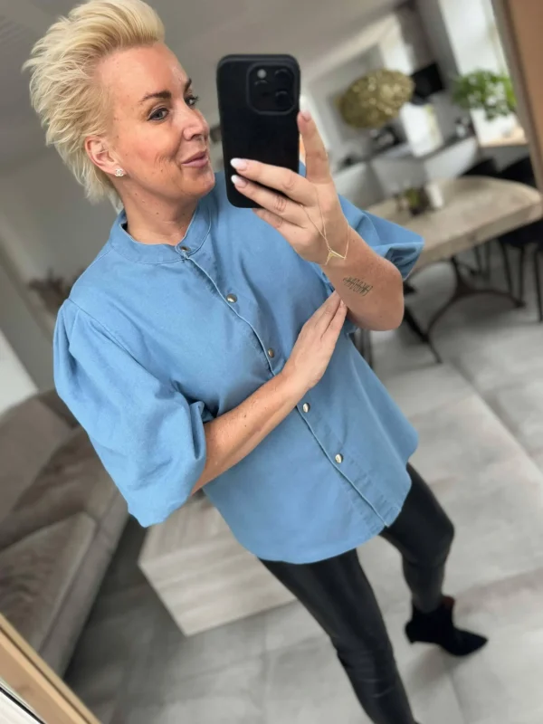 Clearance By Magnolia puf bluse denim Bluser