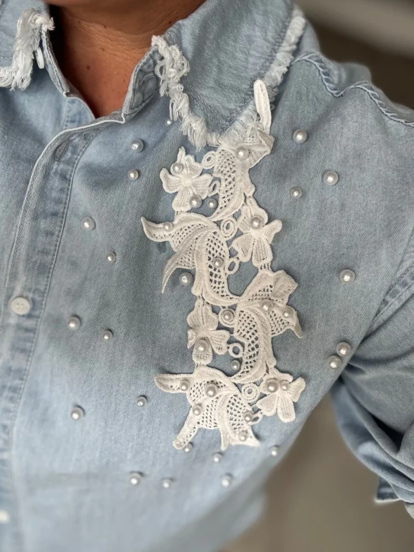 Online By Pearl skjorte denim light Bluser | Skjorter
