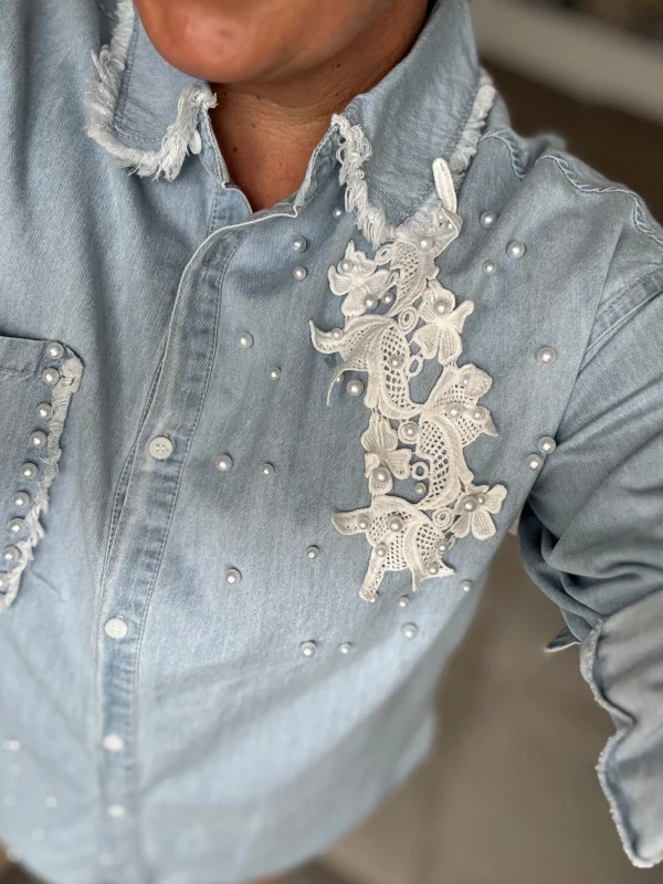 Online By Pearl skjorte denim light Bluser | Skjorter