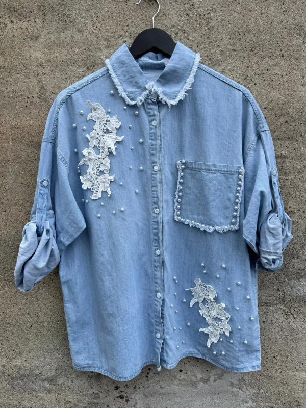Online By Pearl skjorte denim light Bluser | Skjorter