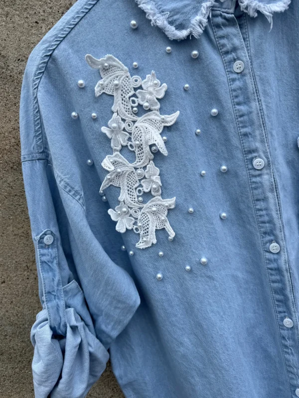 Online By Pearl skjorte denim light Bluser | Skjorter