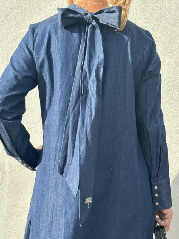 Discount 2407711 Bow denim dress Kjoler | Kjoler