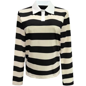 Fashion Liberte 22145 Polo LS shirt stripe black Bluser