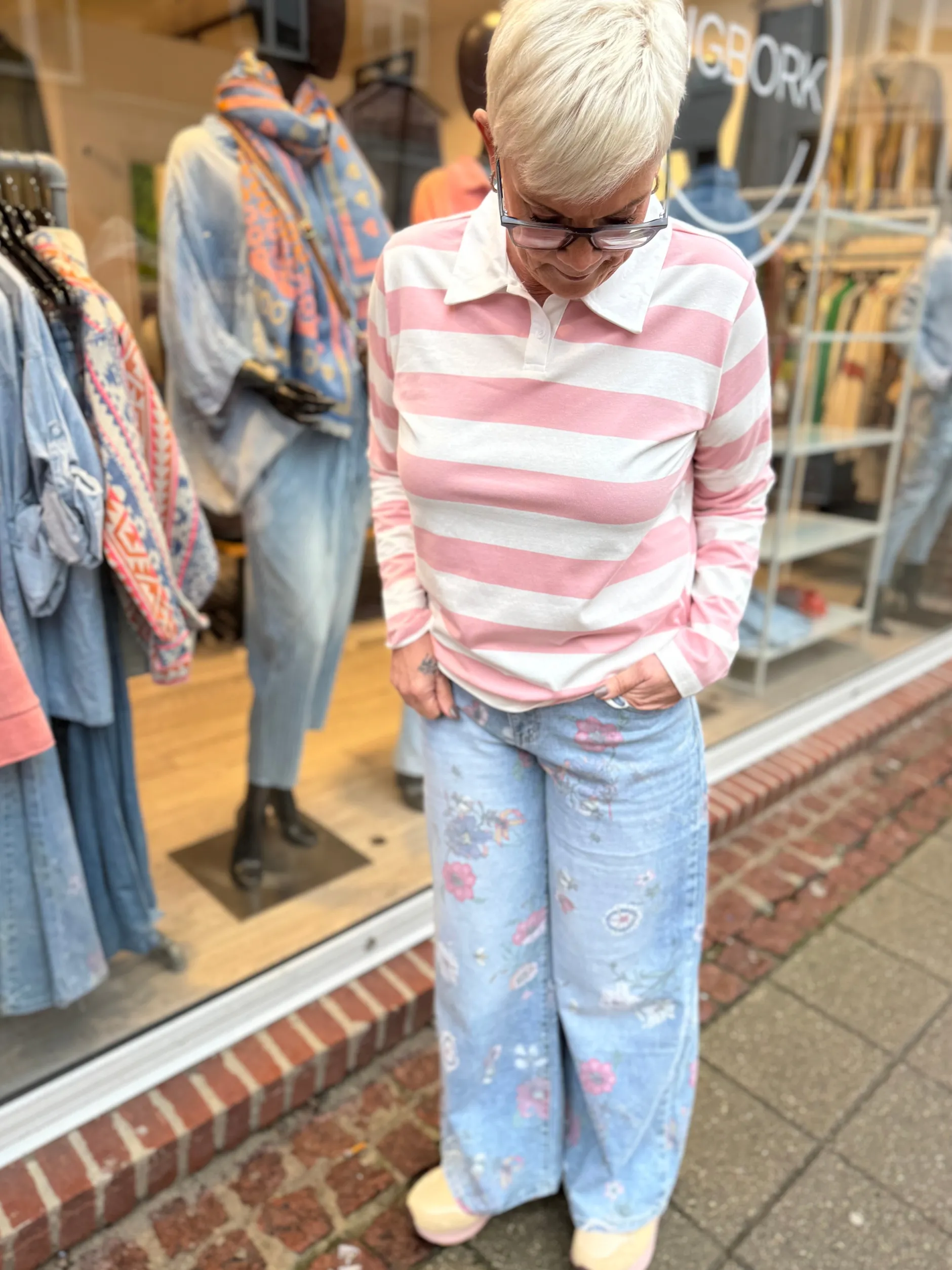 liberte__polo_ls_shirt_st_4.webp Hot Liberte 22145 Polo LS shirt stripe rosa Bluser