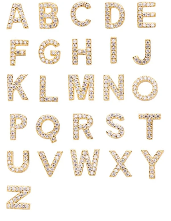 Outlet M01014 Alphabet crystal stud gold R Smykker