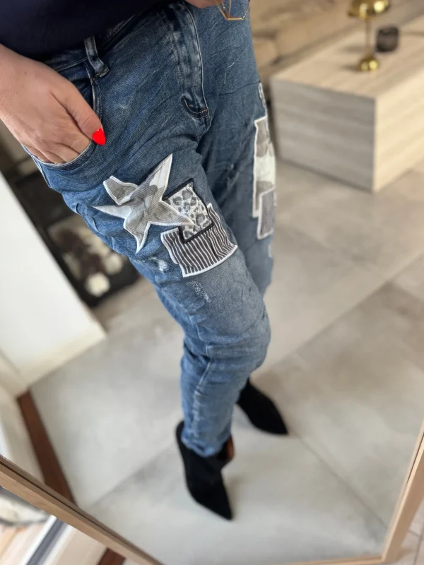 Outlet 8884 Rachel jeans patches denim Bukser | Jeans