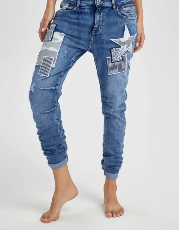 Outlet 8884 Rachel jeans patches denim Bukser | Jeans