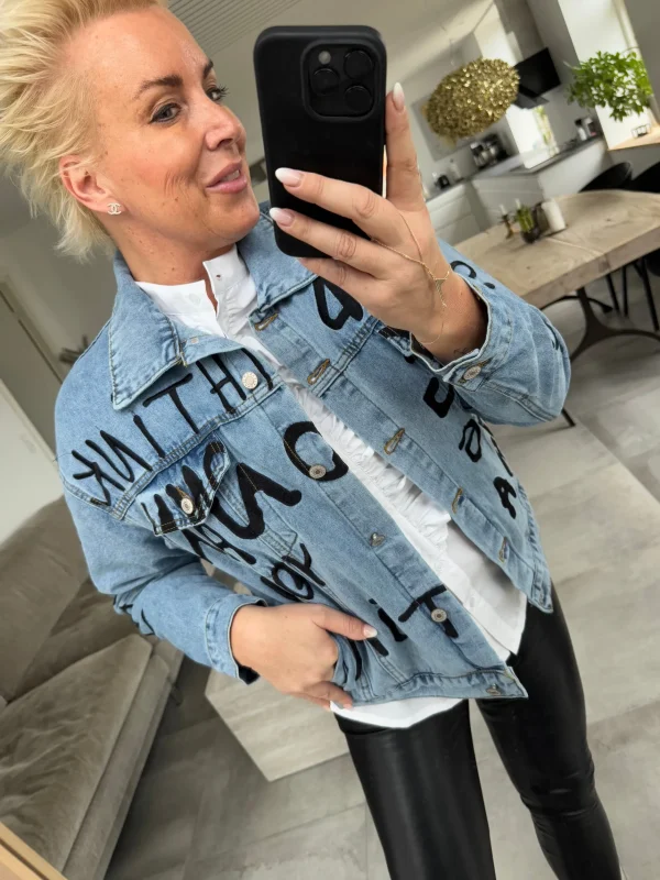 Discount 9925 Sabrina jakke denim embrodery Overtøj
