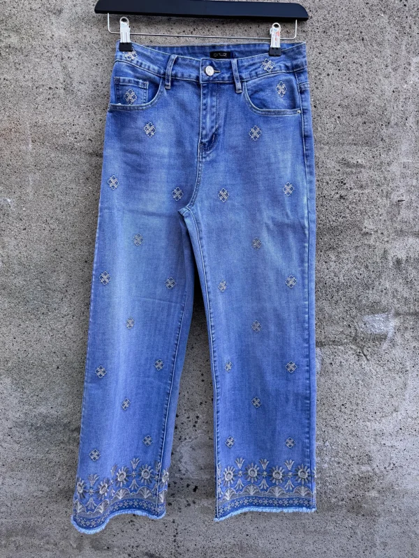 Outlet 9938 Sigga jeans embrodery Bukser | Jeans