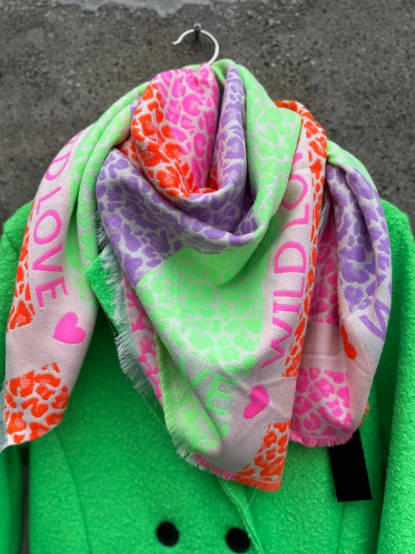 Hot 4814 Sine tørklæde neon multi orange Tørklæder