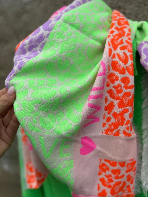 Hot 4814 Sine tørklæde neon multi orange Tørklæder